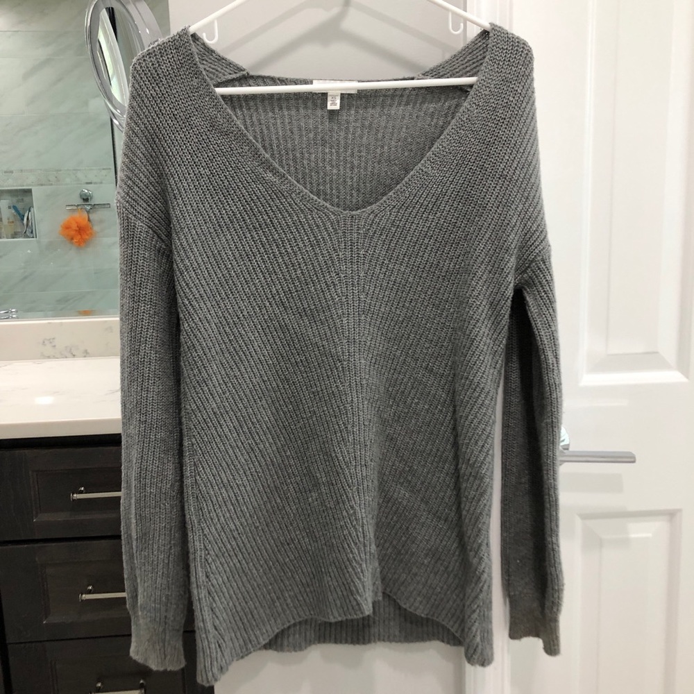 grey wide neck sweater